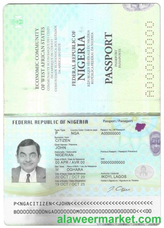 Nigeria passport template in PSD format, fully editable (2019 – present)